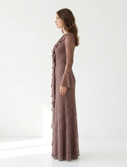 Corset Cutout Flare Sleeves Dantel Dress